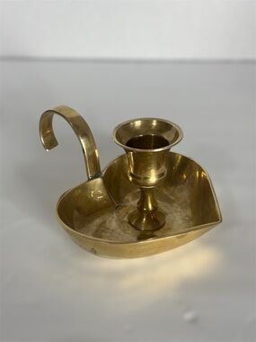 Vintage Brass Heart-Shaped Chamberstick Candle Holder